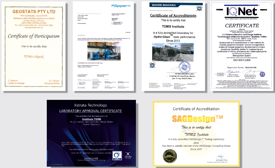 International certificates of TOMS Instutite  